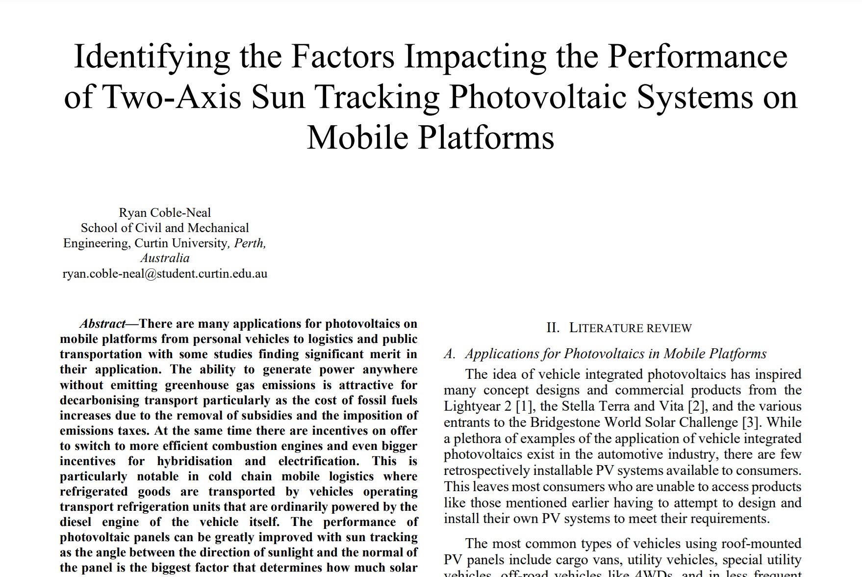 Two-Axis Sun Tracking Photovoltaic Systems Research